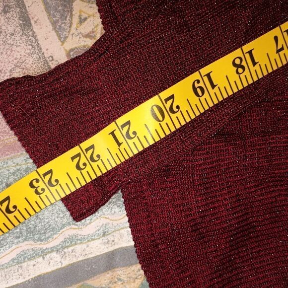 Dave& Johnny 10 Longsleeves Burgundy Sequin Opened Women's Sweater Cardigan - Picture 6 of 8